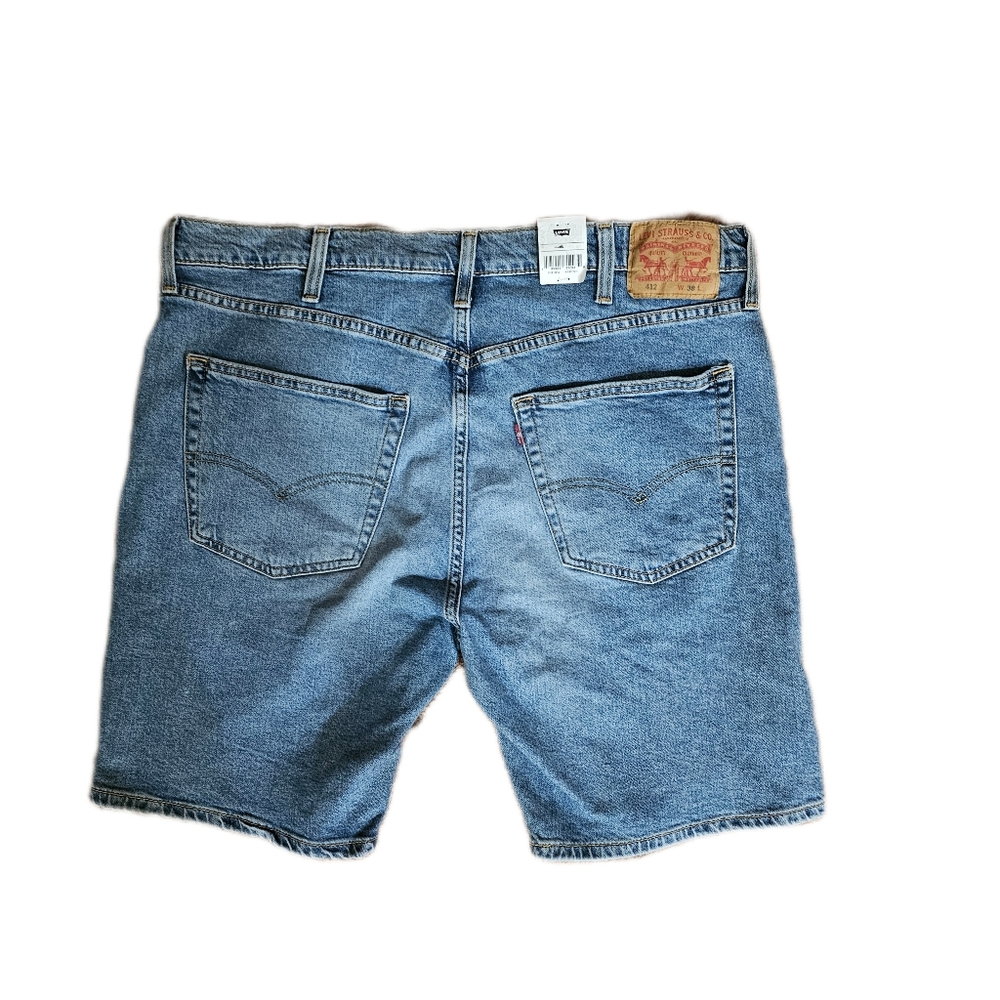 Levi's Men's Denim Shorts- Blue Wolf Scratch Distressed 412 Slim-Fit, Size 38 - Picture 3 of 5